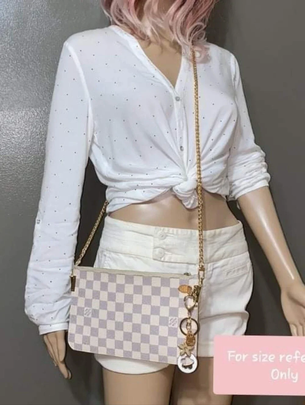 💕 Louis Vuitton Neverfull Mm/Gm Clutch Wristlet Damier Azur Rose Ballerine